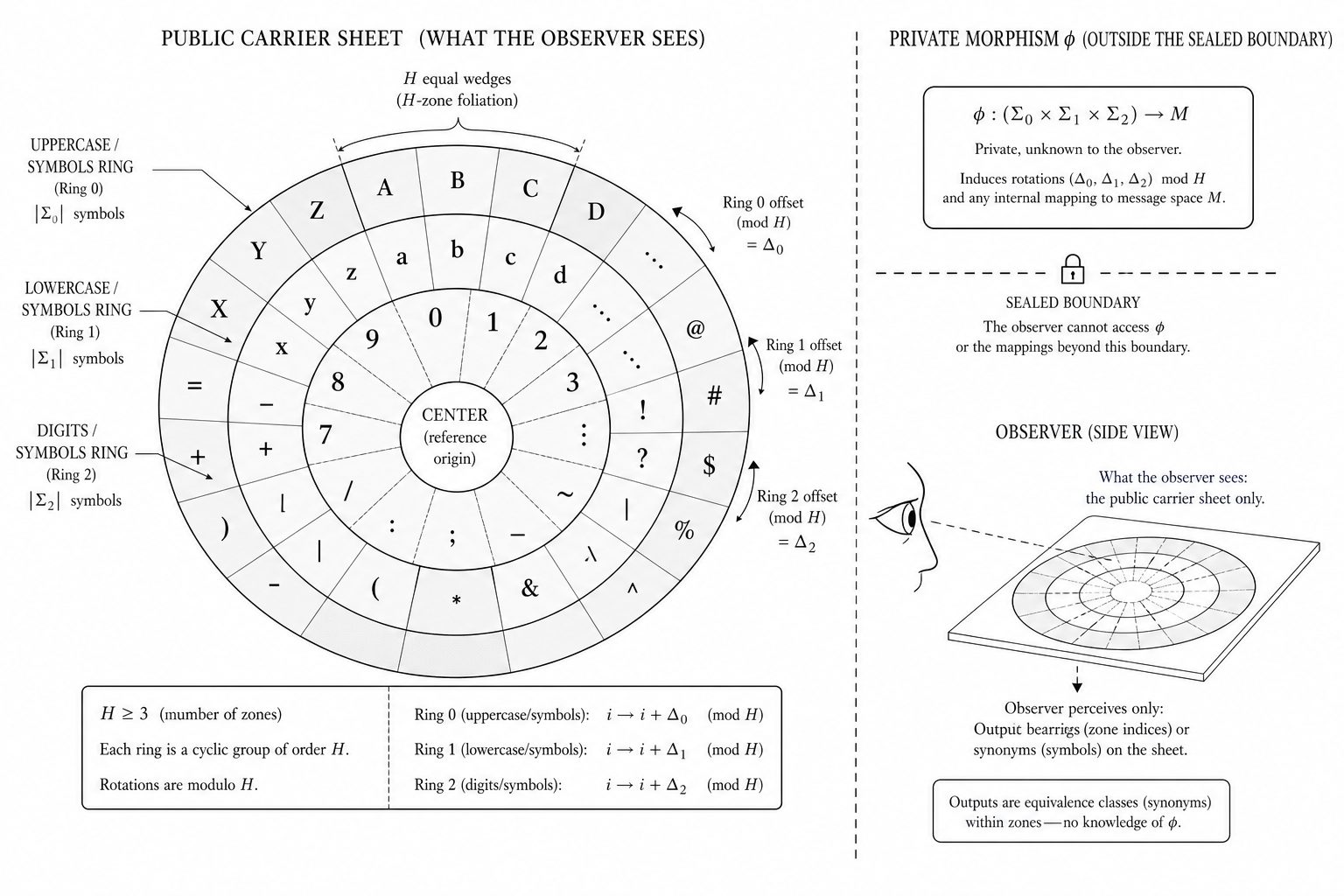 Codebook sheet as a carrier projection of the public structured-ambiguity scaffold